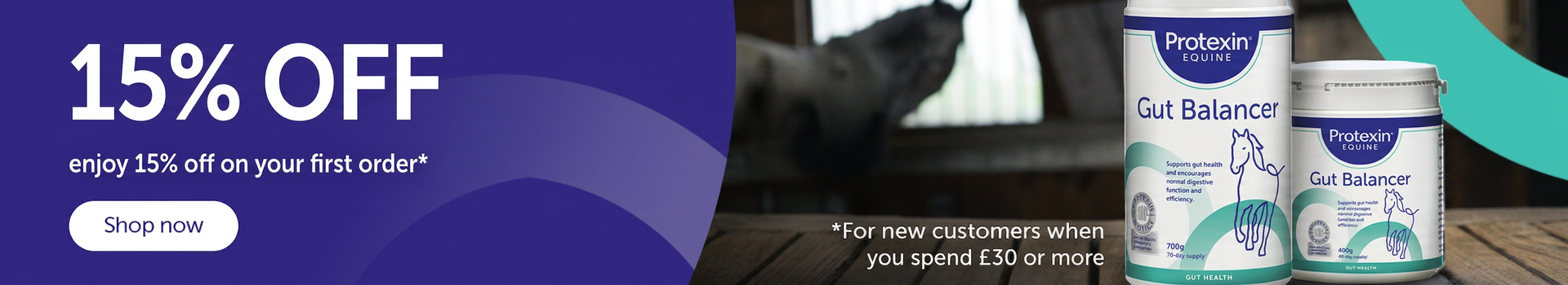 15% off. Subscribe to our newsletter and get 15% off your first order. For new customers when you spend £30 or more.